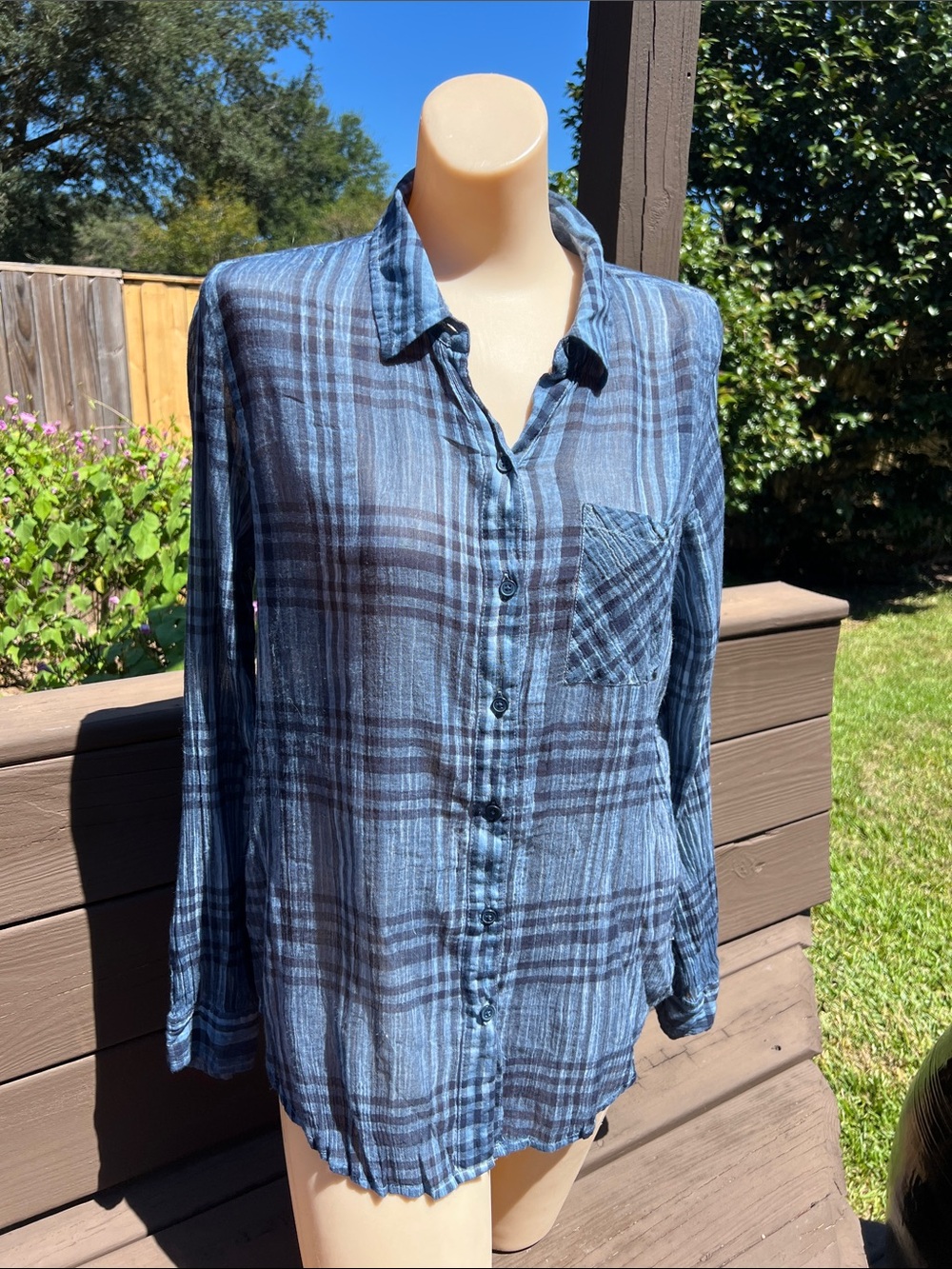 Lucky Brand Blue Plaid Button-Down Shirt